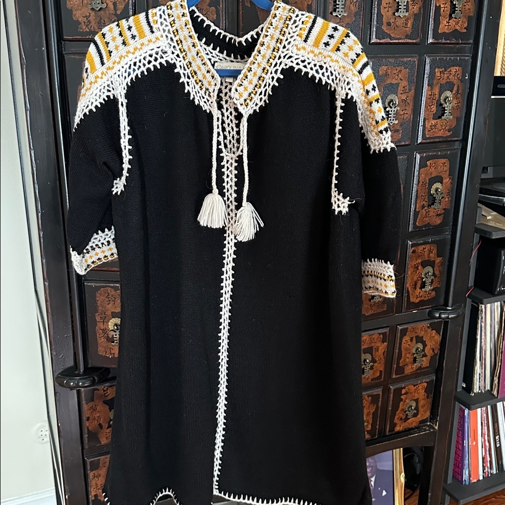 Like New Carolina K. HANDMADE cashmere embroidered sweater dress Size L generous